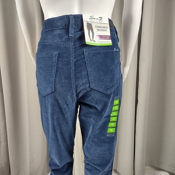 Seven7 Cotton Blue Ultra High Rise Skinny Corduroy 5 Pocket Jeans Size 10 (NWT) - Picture 4 of 12